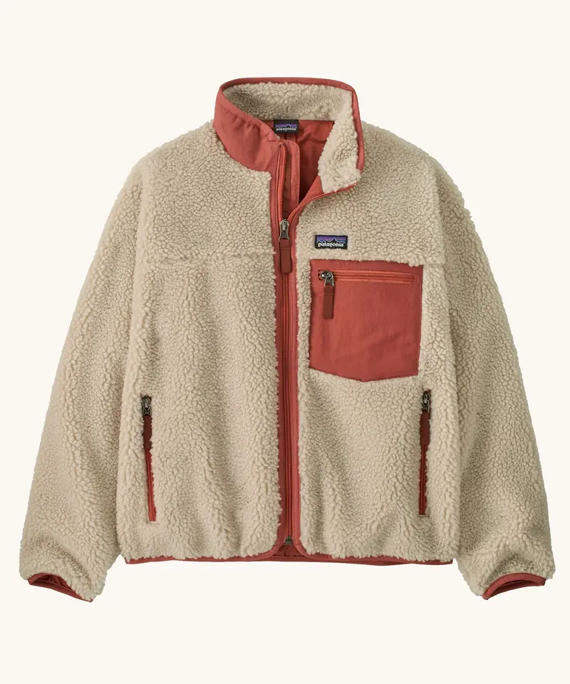 Patagonia Kids Retro-X Jacket - Natural / Potters Red 1