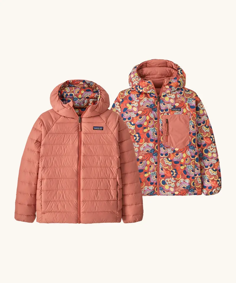 Patagonia Kids Reversible Down Hoody - River River / Potters Red 1