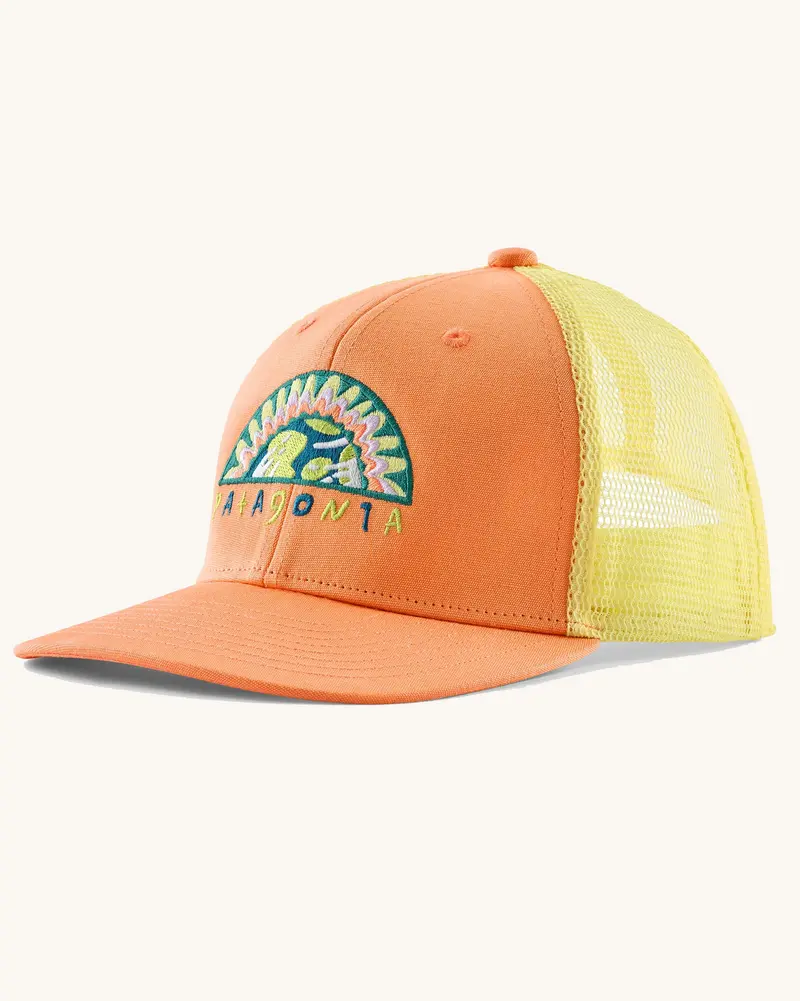 Patagonia Kid's Trucker Hat - Kids Planet / Peach Sherbet 1