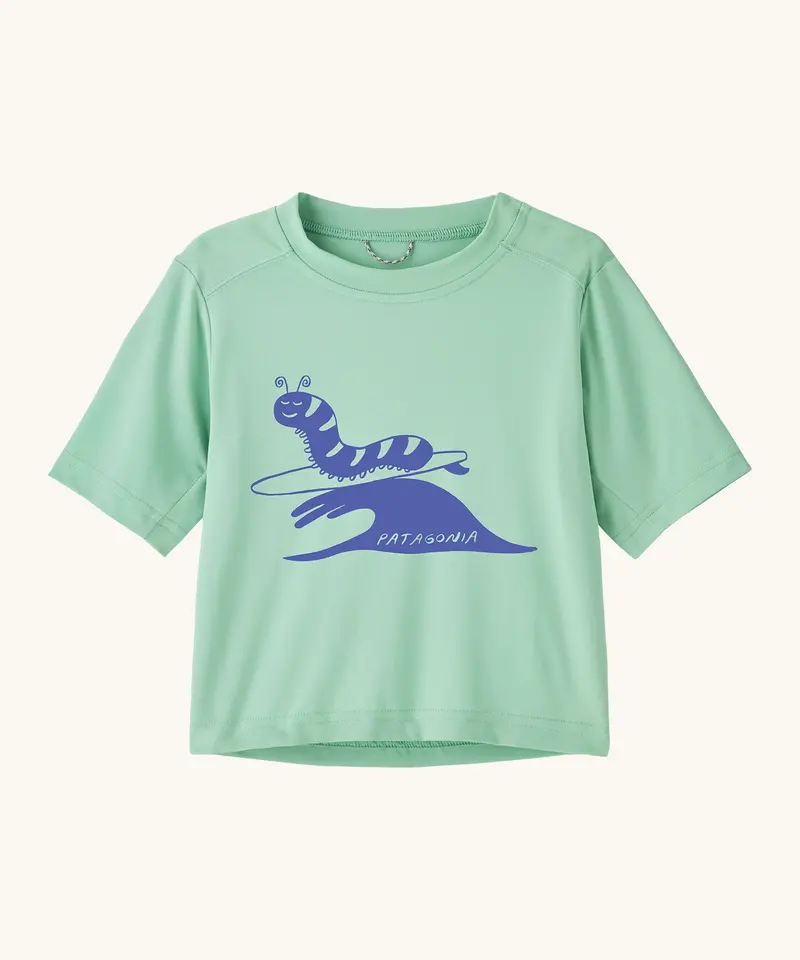 Patagonia Little Kids Capilene® T-Shirt - Caterpillar Chiller / Rinsed Green 1