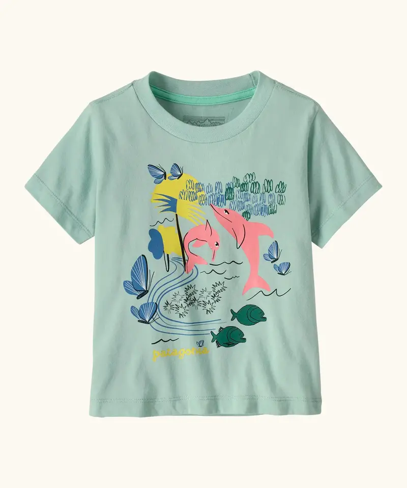 Patagonia Little Kids Graphic T-Shirt - Pink Dolphins / Thin Ice 1