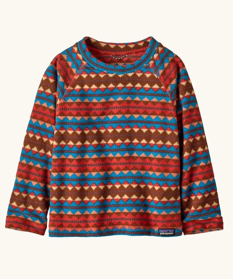 Patagonia Little Kids Micro D Crew Jumper - Diamond Stripe / Sizzle Red 1