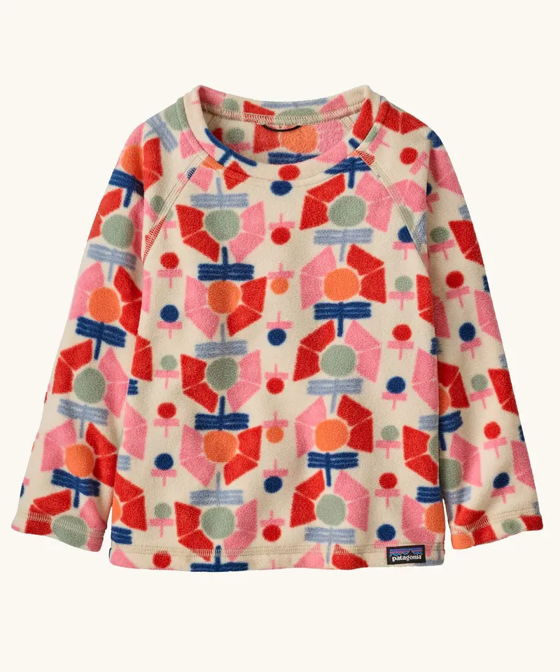 Patagonia Little Kids Micro D Crew Jumper - Stamped Floral / Natural 1