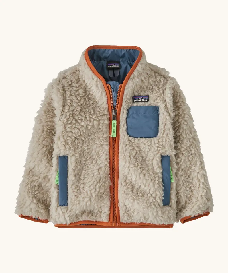 Patagonia Little Kids Retro-X Fleece Jacket - Natural / Redtail Rust 1