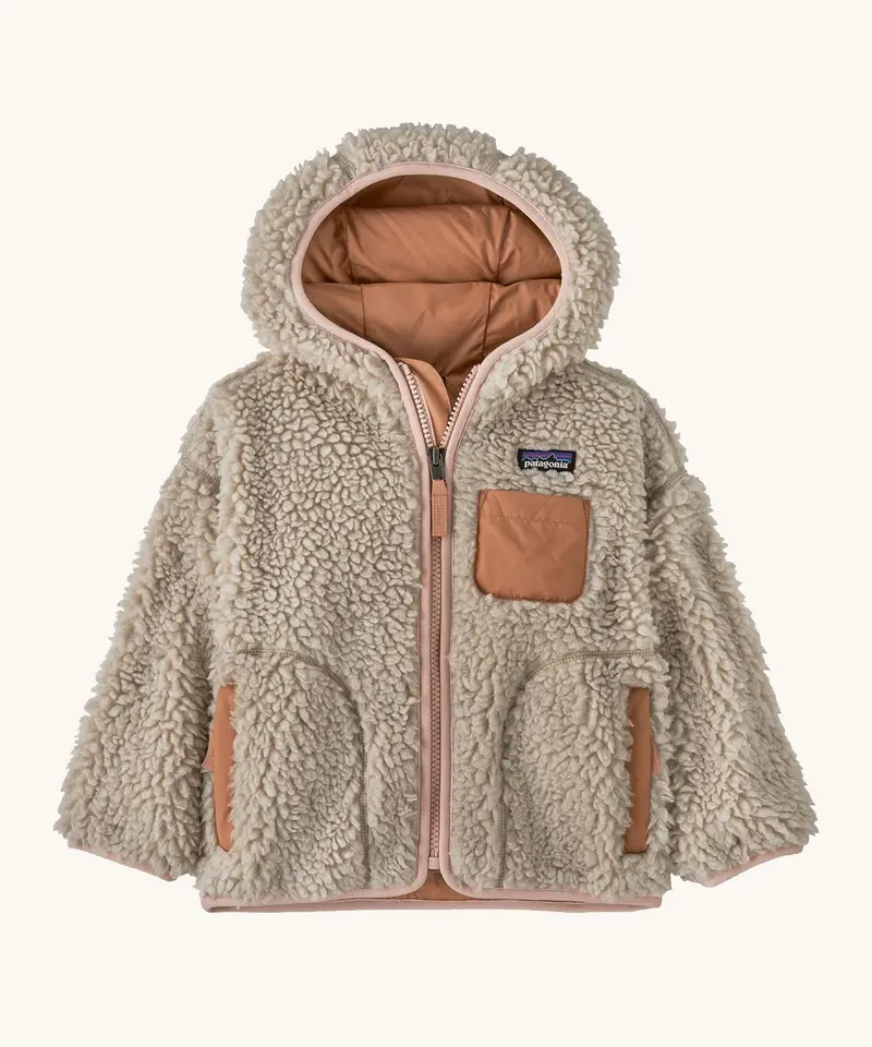 Patagonia Little Kids Retro-X Hoody - Natural / Mallow Pink 1