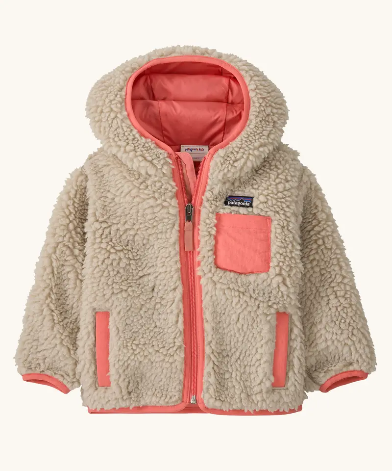 Patagonia Little Kids Retro-X Hoody - Natural / Sparkle Pink 1