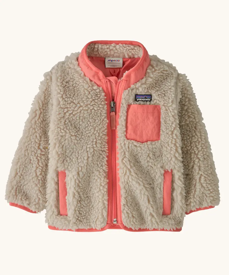 Patagonia Little Kids Retro-X Jacket - Natural / Sparkle Pink 1