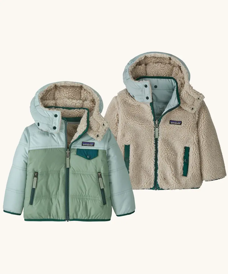 Patagonia Little Kids Reversible Tribbles Hoody - Ellwood Green 1