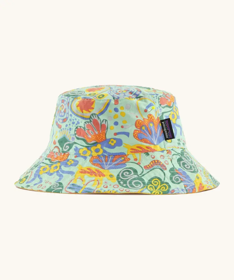 Patagonia Little Kids Sun Bucket Hat - Meadow Moose / Rinsed Green 1