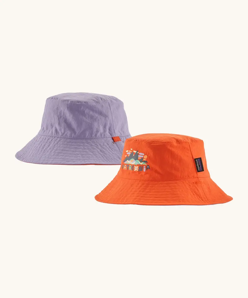 Patagonia Little Kids Sun Bucket Hat - Superbloom / Pollinator Orange 1