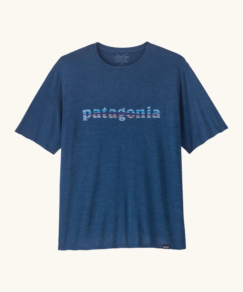 Patagonia Men's Capilene Cool Daily Graphic T-Shirt - '73 Logo / Clement Blue X-Dye 1
