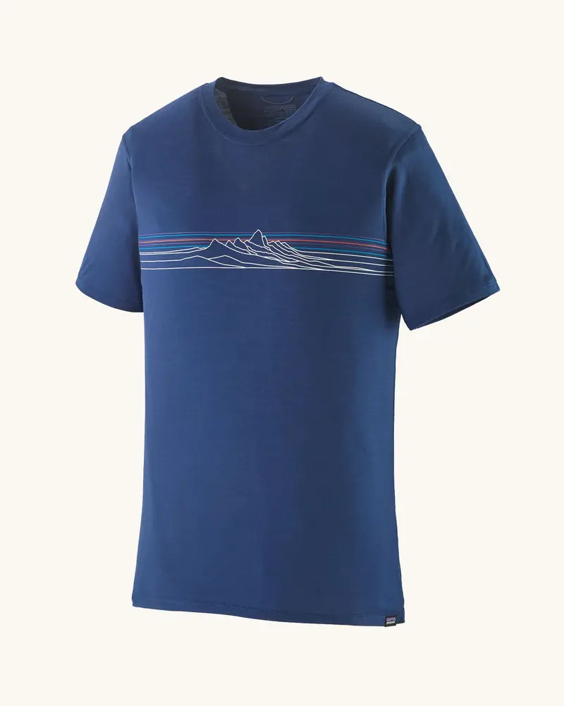 Patagonia Men's Capilene Cool Merino Shirt - Strata Stripe / Clement Blue 1