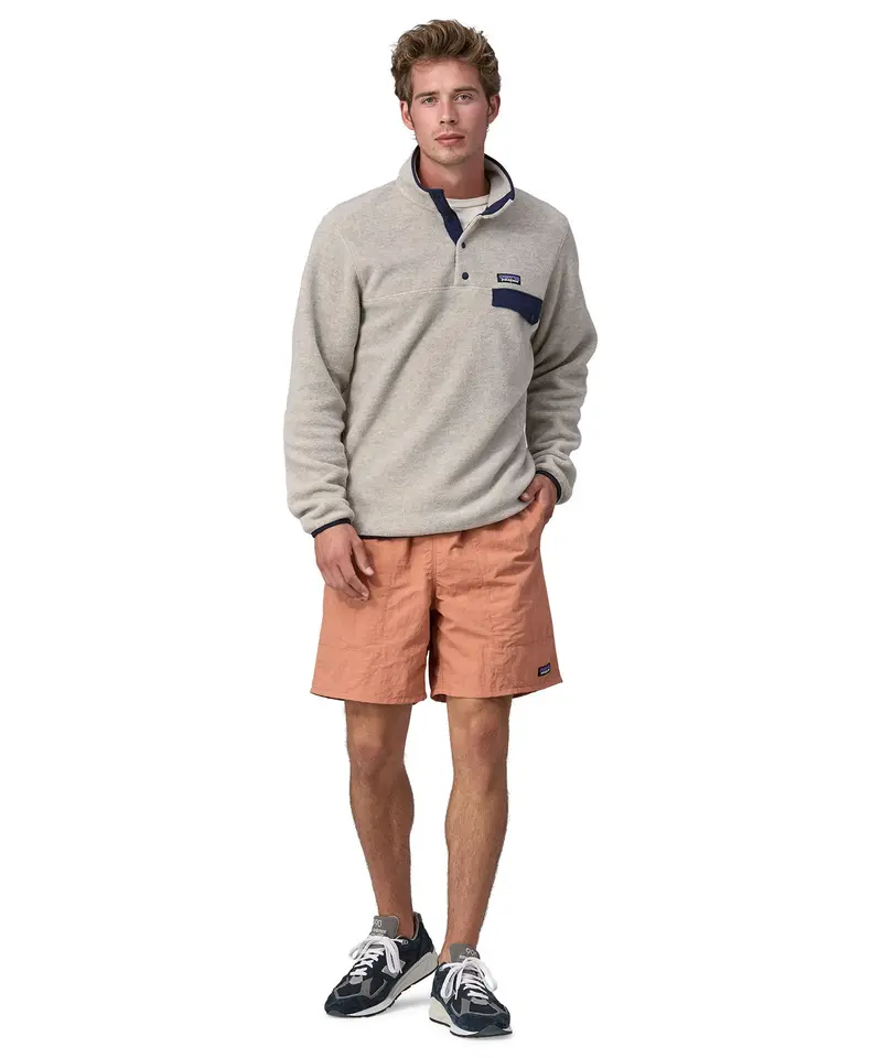 Patagonia Men's Lightweight Synchilla® Snap-T Fleece - Oatmeal Heather / Smolder Blue 3