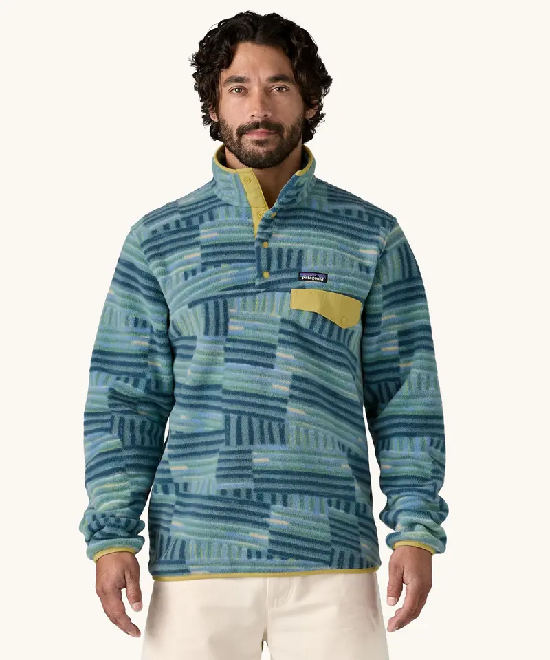 Patagonia Men's Lightweight Synchilla® Snap-T Fleece - Quilty Fitz / Wetland Blue 2
