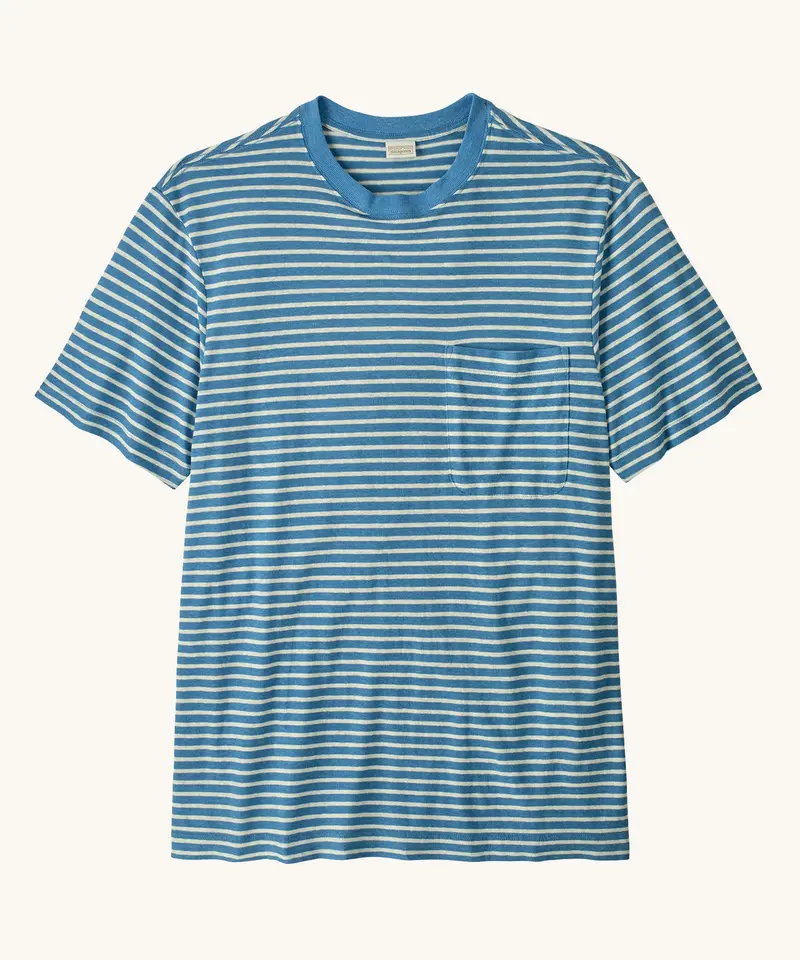 Patagonia Men's Trail Harbor Pocket Tee - Steps / Shore Blue 1