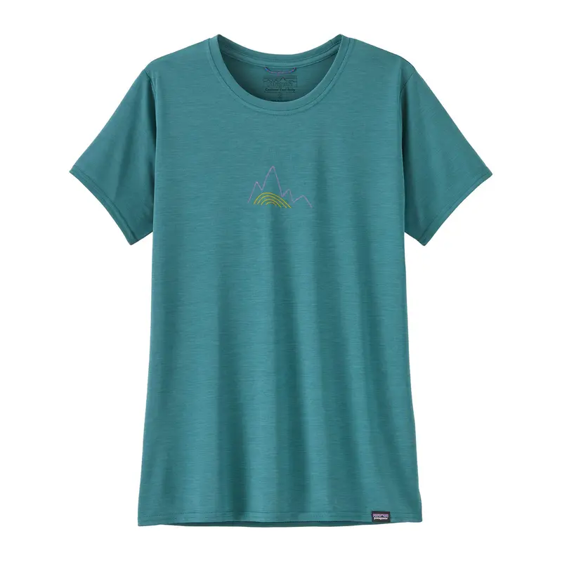 Patagonia Women's Cap Cool Daily Graphic Shirt - Berm Logo: Wetland Blue X-Dye 3