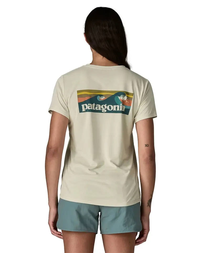 Patagonia Women's Capilene® Cool Daily Shirt - Boardshort Logo / Aquatic Blue 4