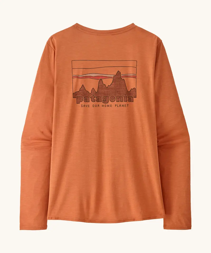 Patagonia Women's Long Sleeved Capilene Cool Shirt - '73 Skyline / Rock Melon X-Dye 1