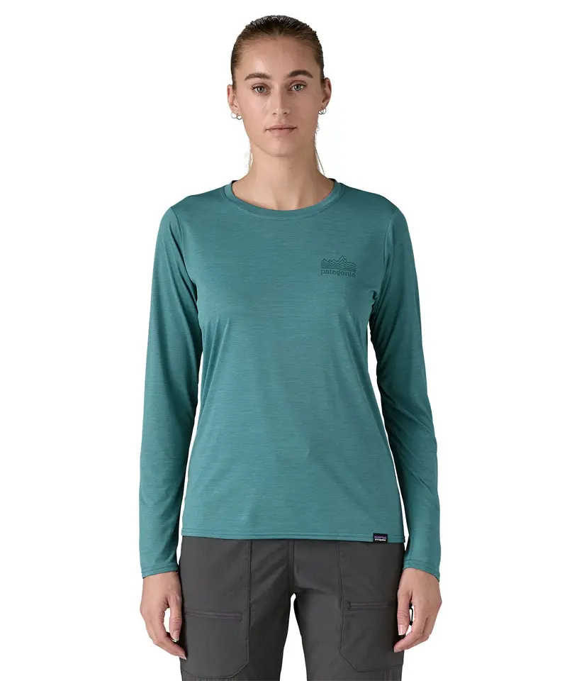 Patagonia Women's Long Sleeved Capilene Cool Shirt - Strataspire / Wetland Blue X-Dye 2