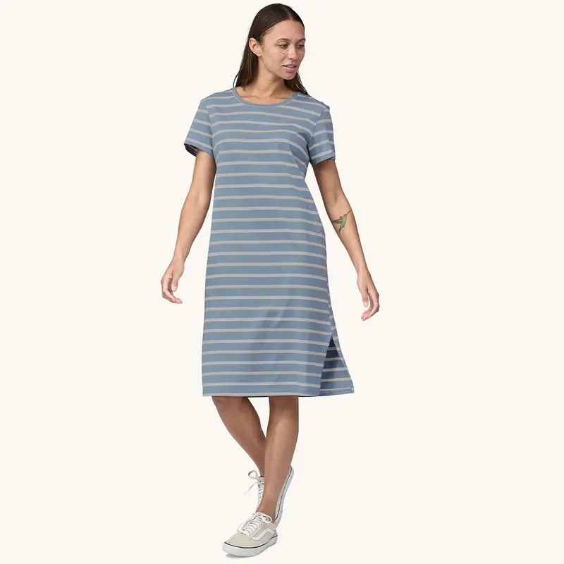 Patagonia Women's Regenerative T-Shirt Dress - Sunset Stripe/Light Plume Grey 2