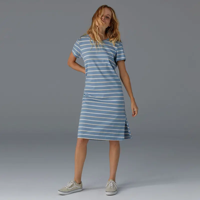 Patagonia Women's Regenerative T-Shirt Dress - Sunset Stripe/Light Plume Grey 4