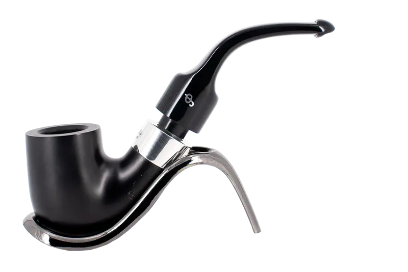 Peterson Of Dublin Deluxe System Ebony 8S Briar Smoking Pipe - Bent Billiard 1