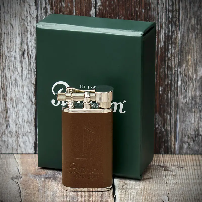 Peterson Of Dublin Irish Harp Pipe Lighter - Brown Leather 1