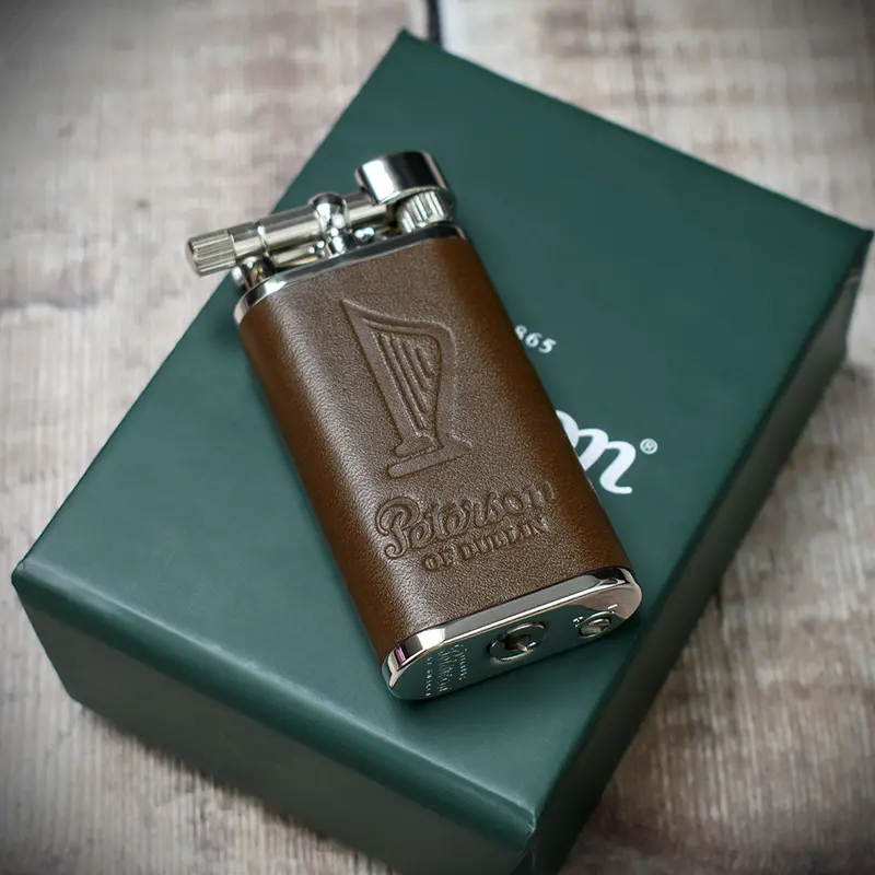 Peterson Of Dublin Irish Harp Pipe Lighter - Brown Leather 2