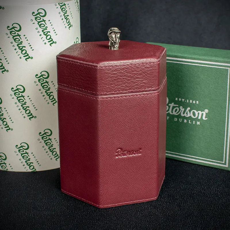 Peterson Sherlock Holmes Oxblood Red Leather Tobacco Jar 1