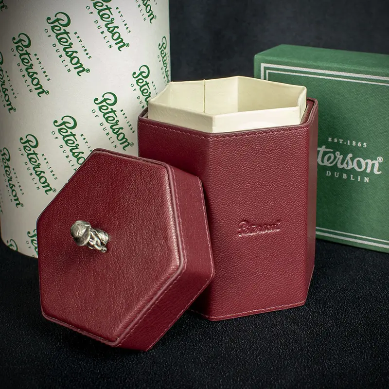 Peterson Sherlock Holmes Oxblood Red Leather Tobacco Jar 2