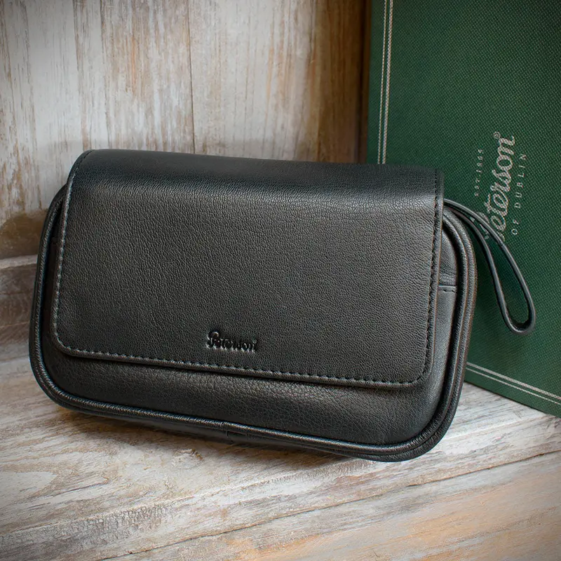 Peterson Two Pipe Combination Pouch - Zipped Black (Pou-133) 1