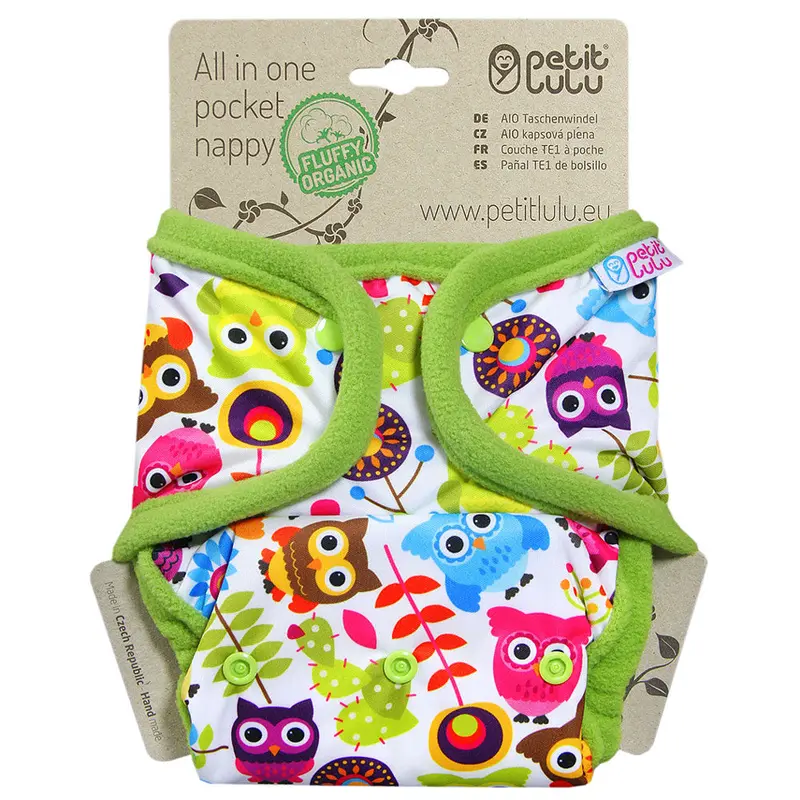 Petit Lulu Aio Pocket Nappy Snaps - Happy Owls 1