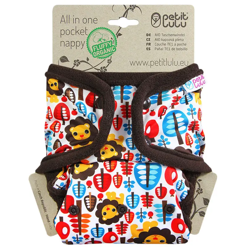 Petit Lulu Aio Pocket Nappy Snaps - King Of The Jungle 1