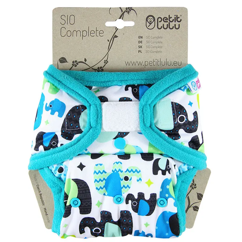 Petit Lulu Sio Complete Nappy H&L - Blue Baby Elephant 1