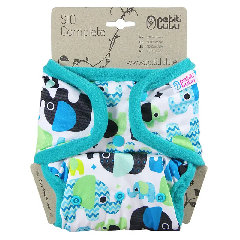 Petit Lulu Sio Complete Nappy Snaps - Blue Baby Elephant 1