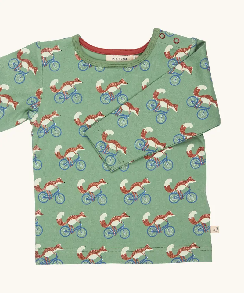Pigeon Organics Top - Green Cycling Fox 1