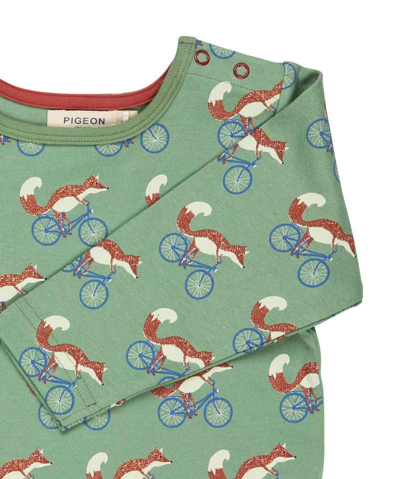Pigeon Organics Top - Green Cycling Fox 3