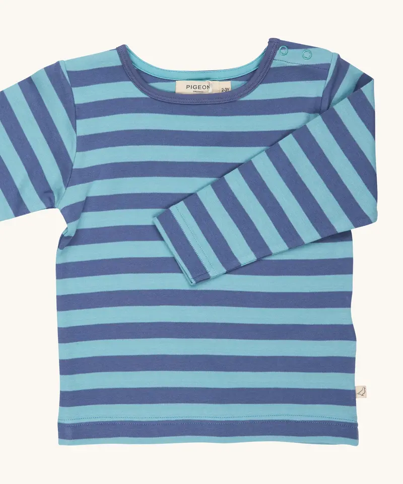 Pigeon Organics Top - Navy & Turquoise Stripe 1