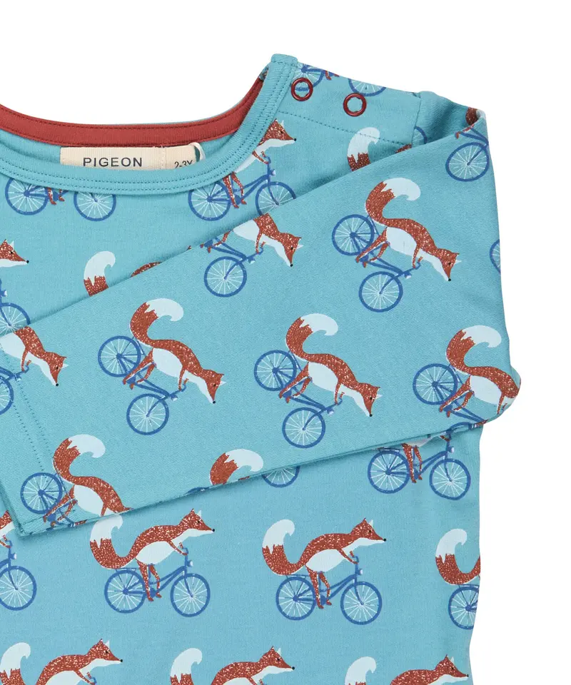 Pigeon Organics Top - Turquoise Cycling Fox 4