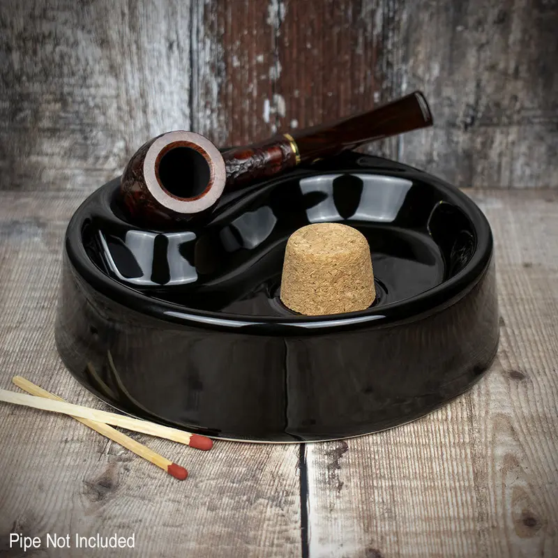Pipe Ashtray Gloss Black Cork Knocker 520705 1