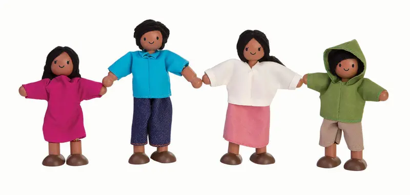 Plan Toys Dolls House Family - Light Brown Skin, Black Hair 1