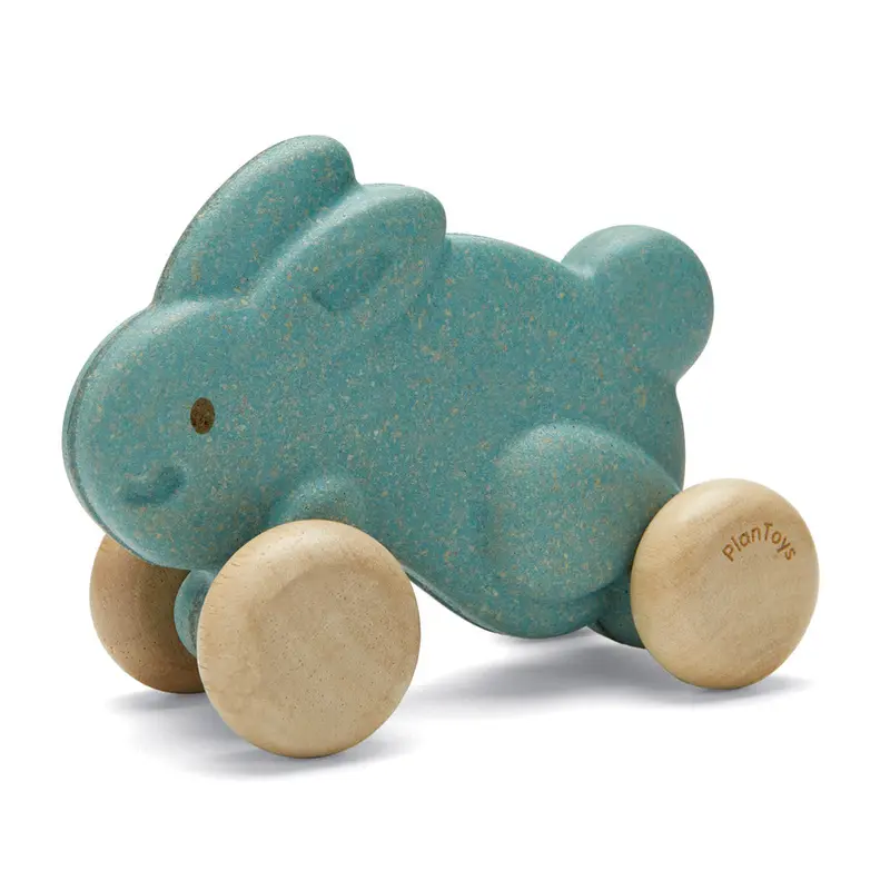 Plan Toys Push Along Bunny - Blue 1