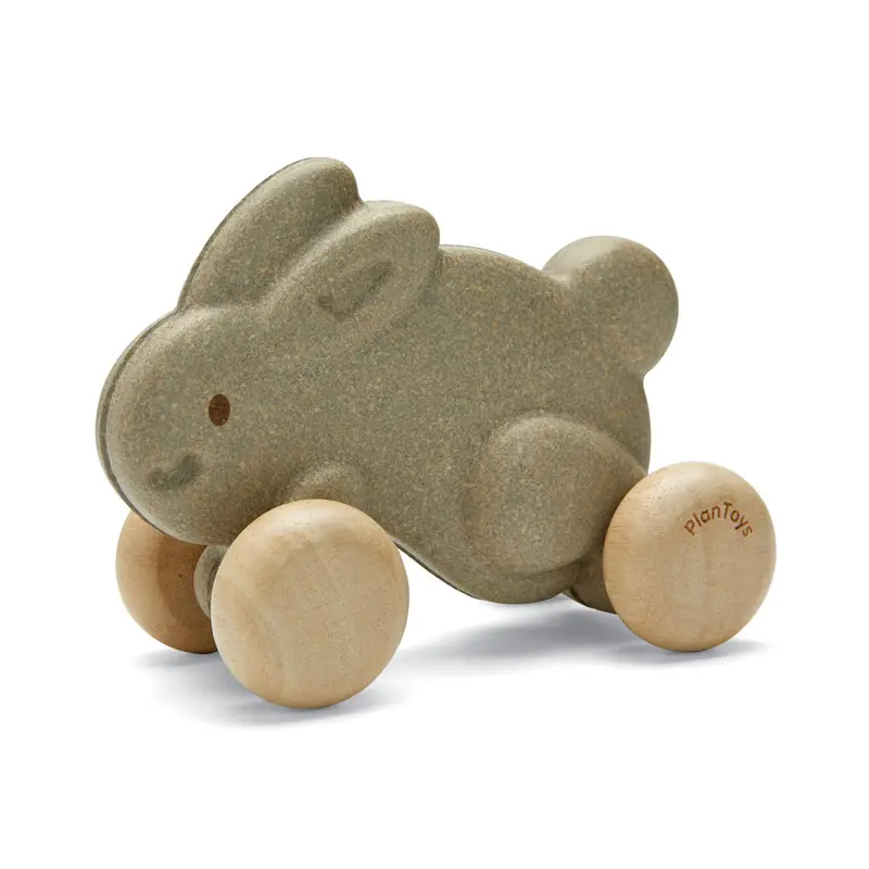 Plan Toys Push Along Bunny - Grey 1