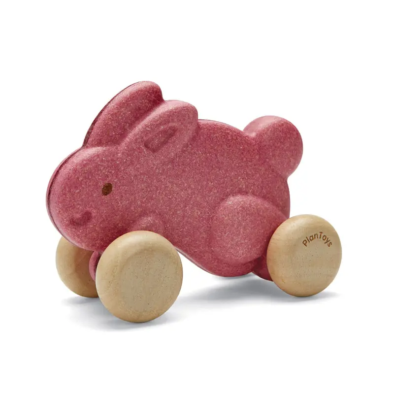 Plan Toys Push Along Bunny - Pink 1