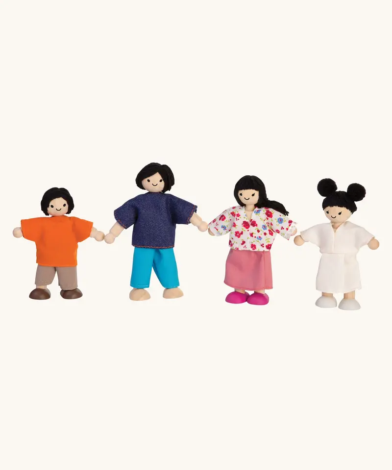 Plantoys Dolls House Family - White Skin, Black Hair 1
