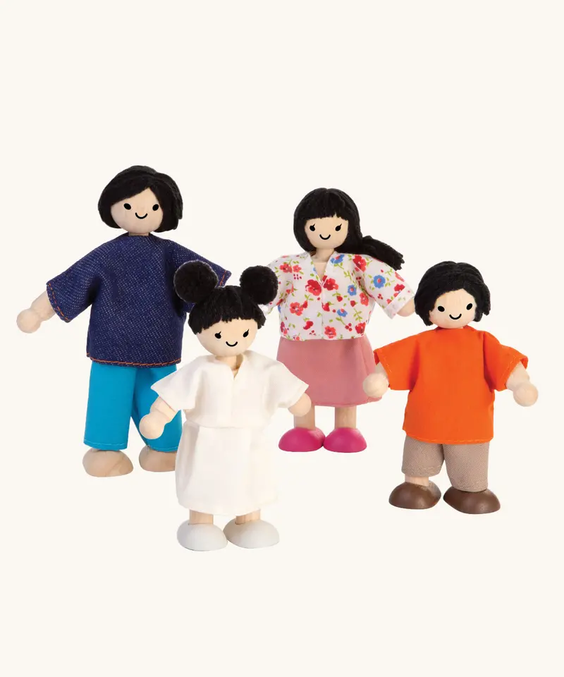 Plantoys Dolls House Family - White Skin, Black Hair 2