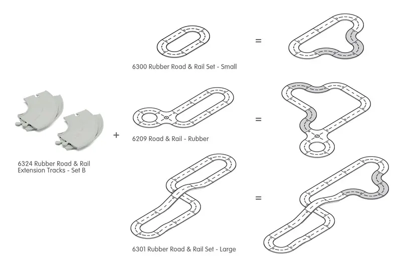 Plantoys Rubber Road And Rail Extension Curves 2