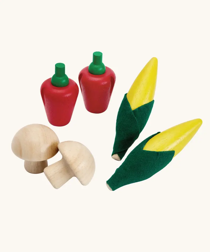 Plantoys Vegetable Set - Corn, Mushrooms & Red Peppers 1