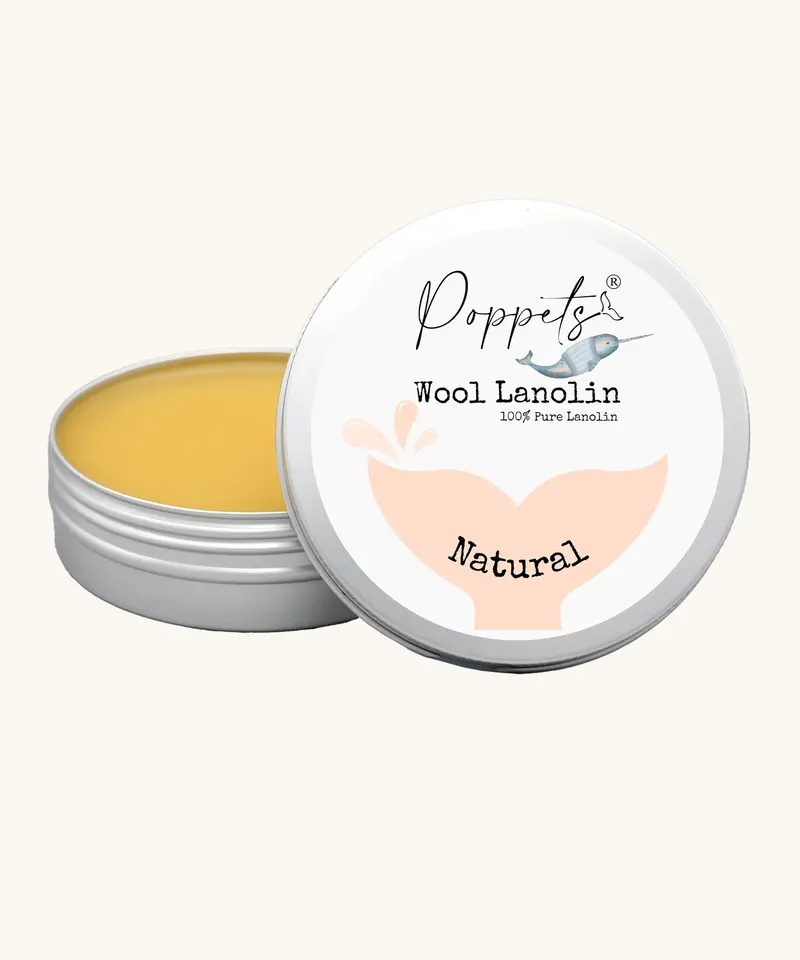 Poppets Wool Care Solid Lanolin Tin - 100G 2