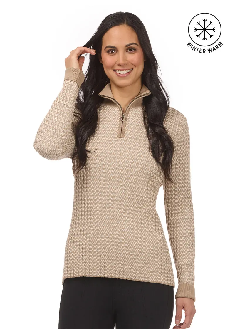 Quarter Zip Herringbone Sweater 1